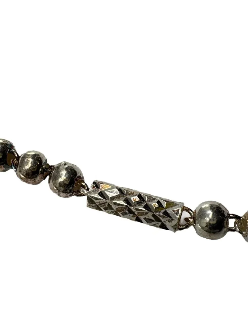 925 Sterling Silver Beaded Chain Necklace 21.6